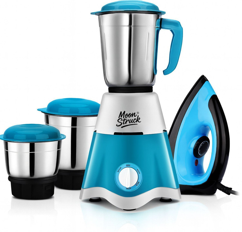 Moonstruck Dusk DailyEssentials Combo 750 W Mixer Grinder(HeatShield Motor with LiveView Chutney Technology + 1100W Iron | 3 Jars | Purple)