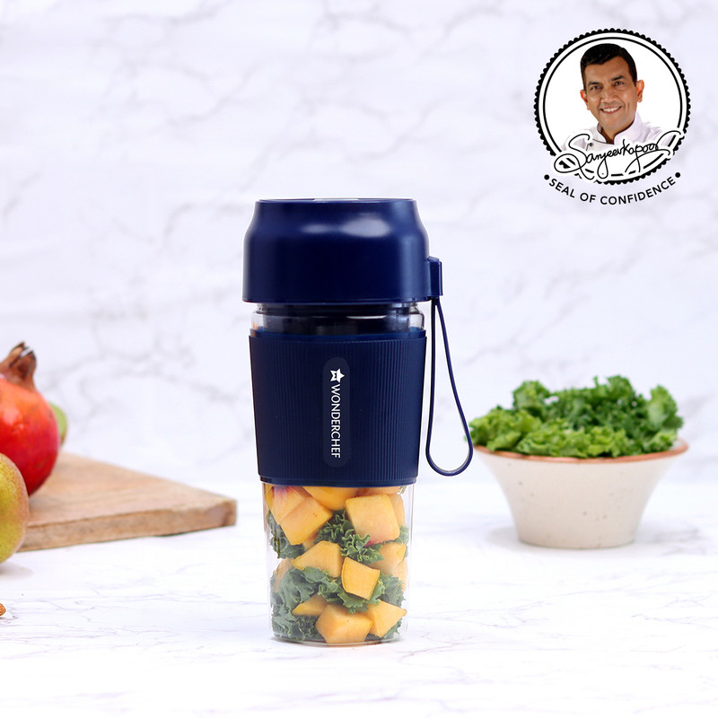 WONDERCHEF Nutri Cup 300ml Portable Blender with USB Charging Nutri-Cup 40 W Juicer (1 Jar, Blue)
