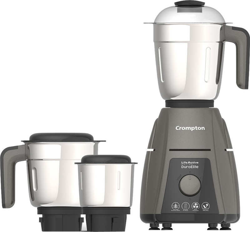 Crompton DuroElite 800 W Mixer Grinder(ACGM-DUROELITE3J | 3 Jars | Mettalic Black Finish)