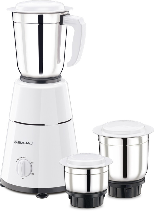 BAJAJ GX 1 500 W Juicer Mixer Grinder (3 Jars, White)(410125 | 3 Jars | White)
