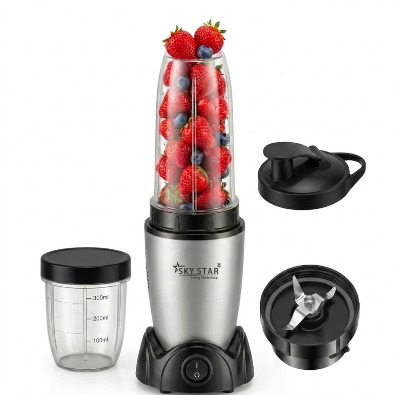 Skystar Blendo Nutri Blender 750 W Juicer Mixer Grinder(Silver Blendo | 2 Jars | Silver & Black)