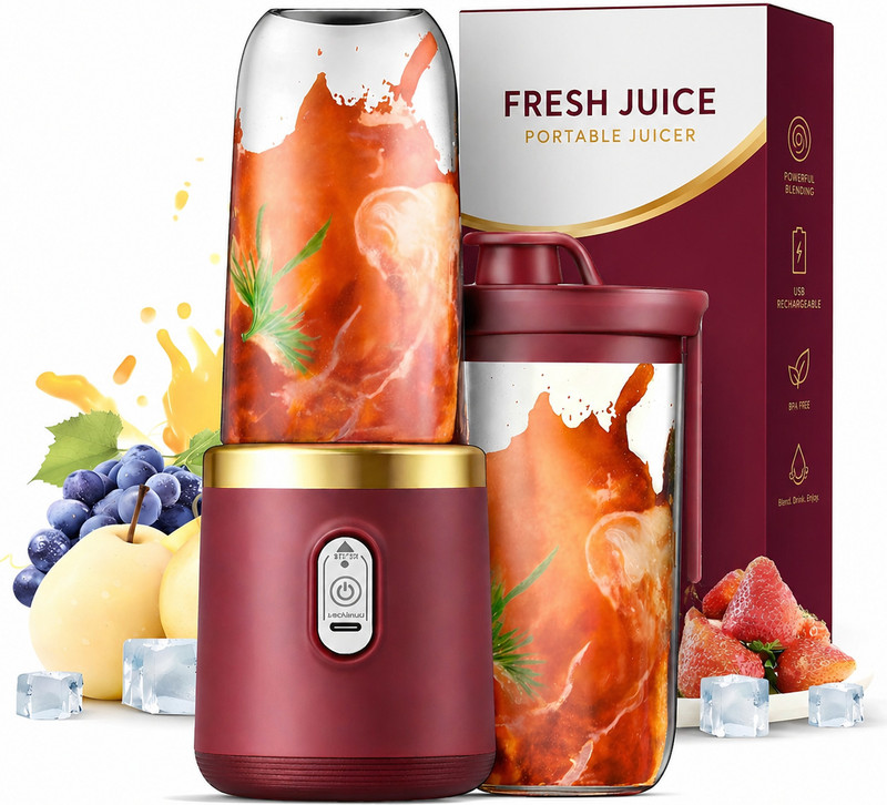 Zinsy Portable Blender,JuicerUSB Rechargeable Mini Personal Juicer,Shakes and,Smoothie 40 W Juicer Mixer Grinder(High Quality Mini Electric Portable Juicer USB Rechargeable Blender | 1 Jar | Maroon)