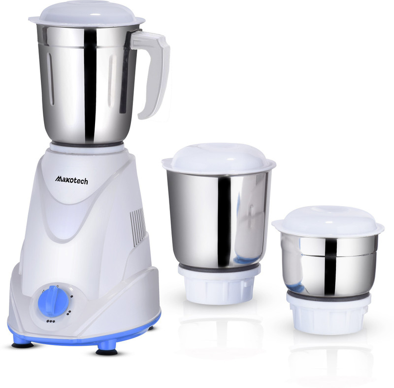 Maxotech Drax 700 W Mixer Grinder(Drax Powerful Hybrid 100% Copper Motor | 3 Jars | White, Sky Blue)