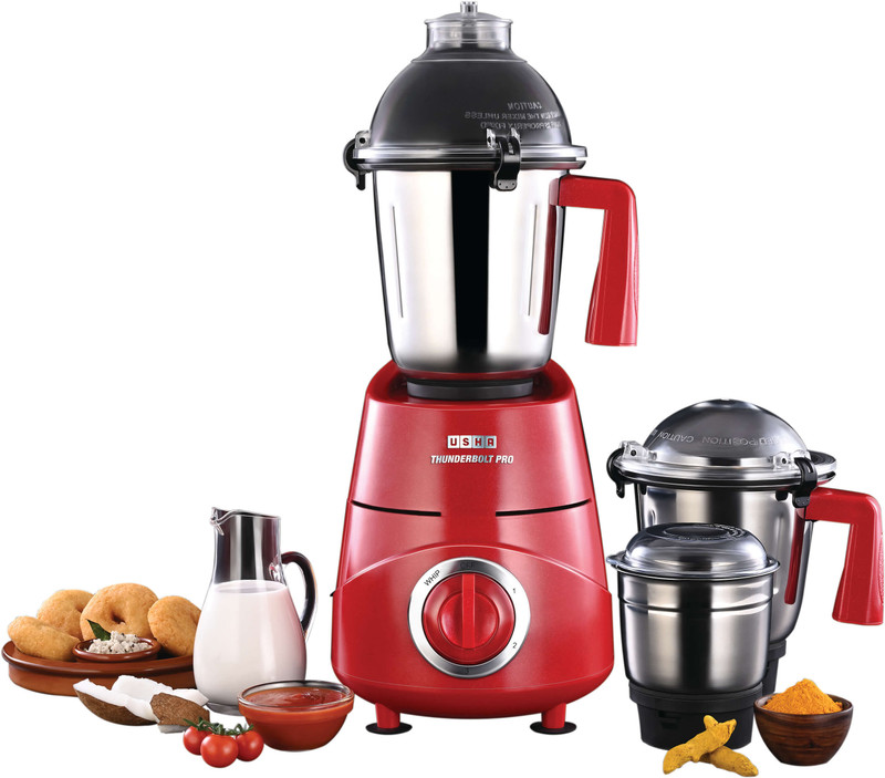 USHA Pro 1000 W Mixer Grinder(Thunder Pro | 3 Jars | Red)