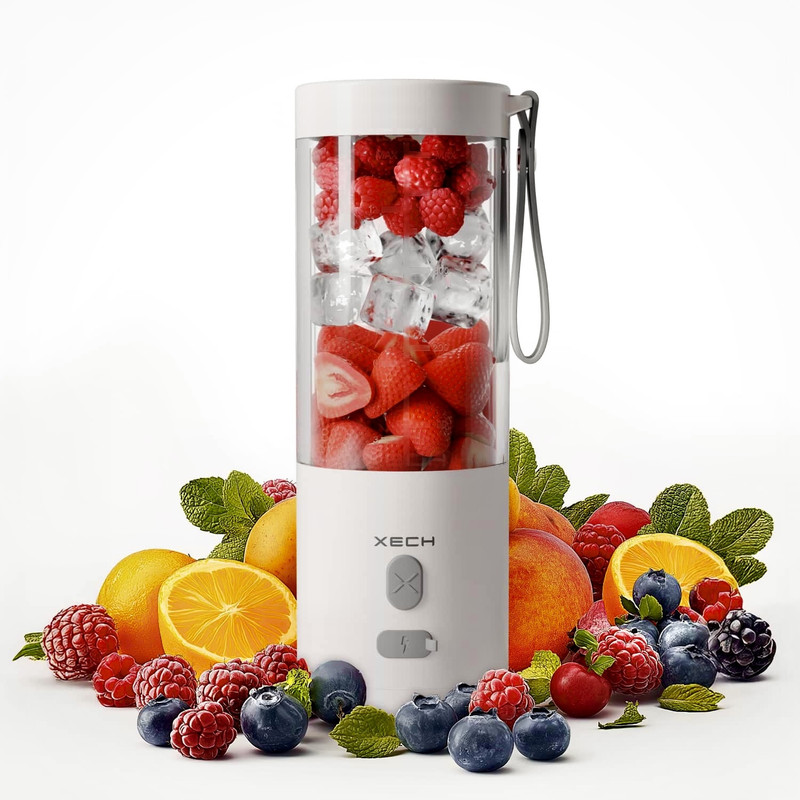 xech Rechargeable Blender 200 W Juicer(Rechargeable Portable Blender For Smoothie Milk Shakes Crushing Ice (BlendX) | 1 Jar | White)