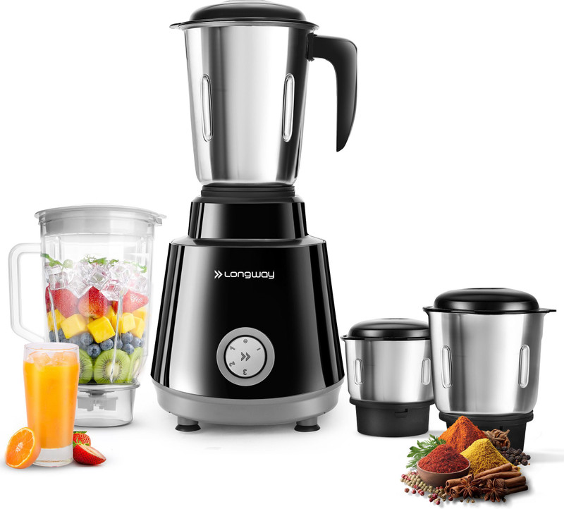Longway Roto Max 750 W Juicer Mixer Grinder(Roto Max | 4 Jars | Black)
