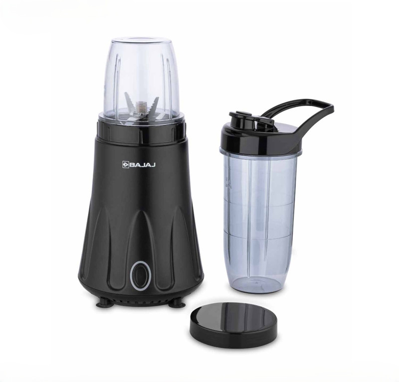 BAJAJ NX 2 400 W Mixer Grinder(410680 | 2 Jars | Nutri Blender & Smoothie Maker with 600ml Personal Jar and 300ml Jar, Stainless Steel Blades, Powerful Motor | Black)