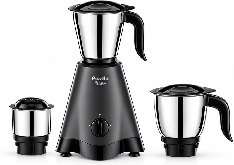 Preethi Tiara 500 W Mixer Grinder(Tiara MG 275 | 3 Jars | Powerful Grinding for Chutney, Masala & Batter | Grey)