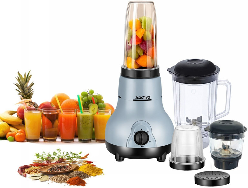ACTIVA 4 Jars 500 W Juicer Mixer Grinder(Easy Mix Nutri | 4 Jars | BLACK AND GRAY)