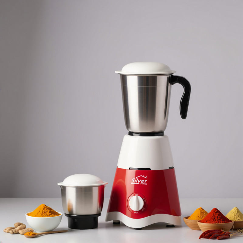 Silver Home 1 450 W Mixer Grinder(STAR001 | 2 Jars | RED AND WHITE)