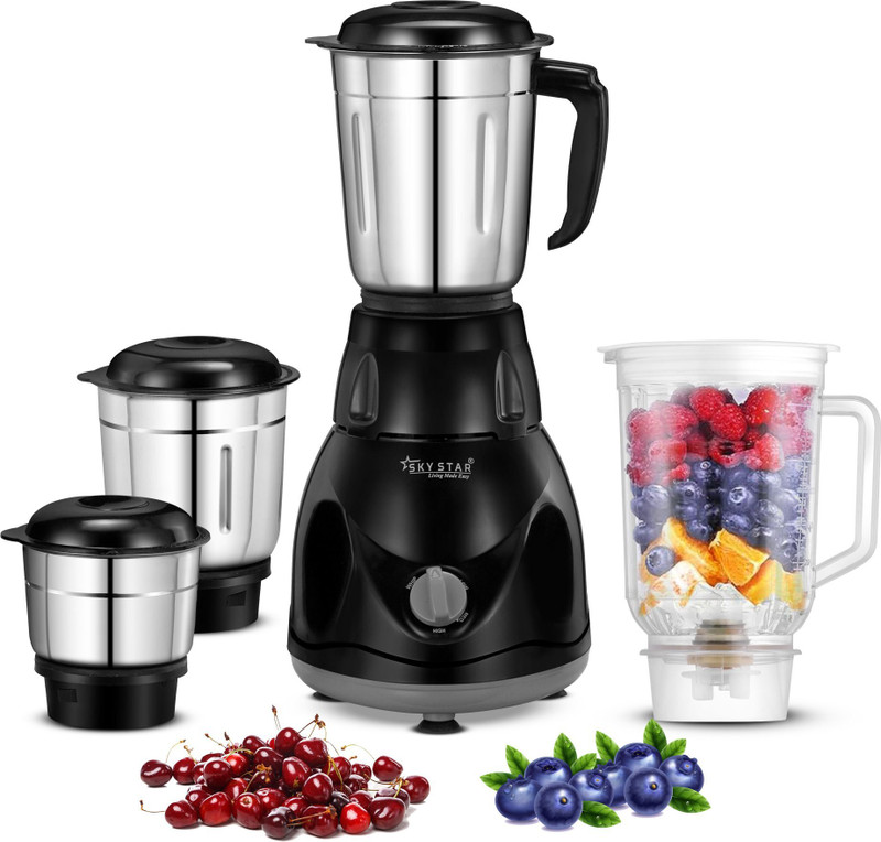 Skystar Diamond 4 Jar 750 W Juicer Mixer Grinder(Diamond Powerful 750W Juicer Mixer Grinder For Grinding, Mixing, Juicing | 4 Jars | Black)