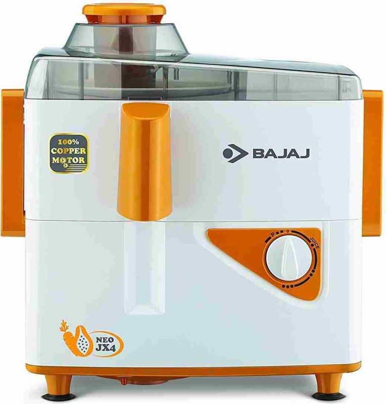 BAJAJ JX4 450 W Juicer Mixer Grinder(NEOJX4 | 2 Jars | WHITE-ORANGE)