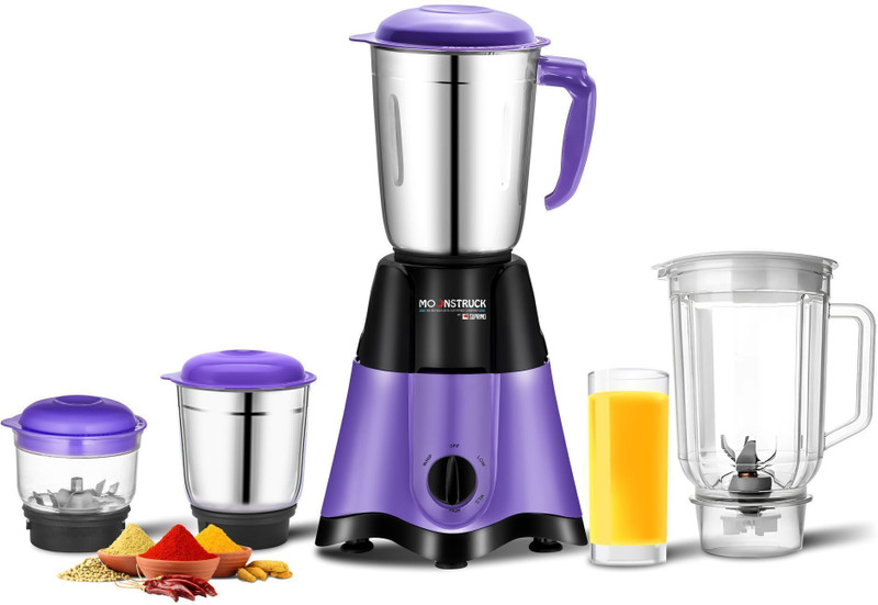Moonstruck Skye 3 Jar Set 750 W Juicer Mixer Grinder(HeatShield Motor with LiveView Chutney for Masala & Smoothie | 3 Jars | Blue)