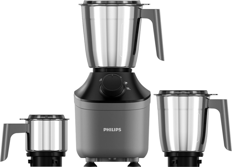 PHILIPS MicroGrind technology 800 W Mixer Grinder(HL7770/00 | 3 Jars | Coarse Mode for Silbatta-like Texture, Fine or Superfine for perfect textures every time | Grey)