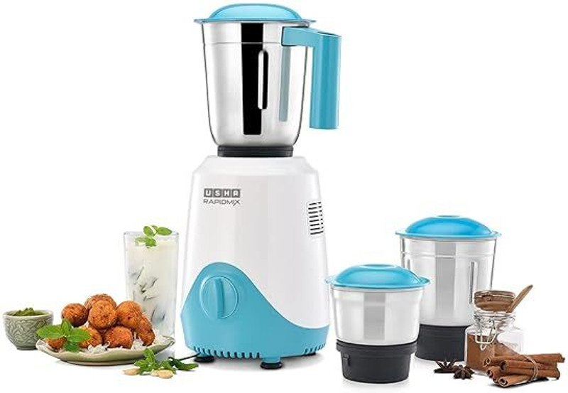 USHA Spin Pro 500 W Mixer Grinder(SN500 MX3_ | 3 Jars | Multicolor)
