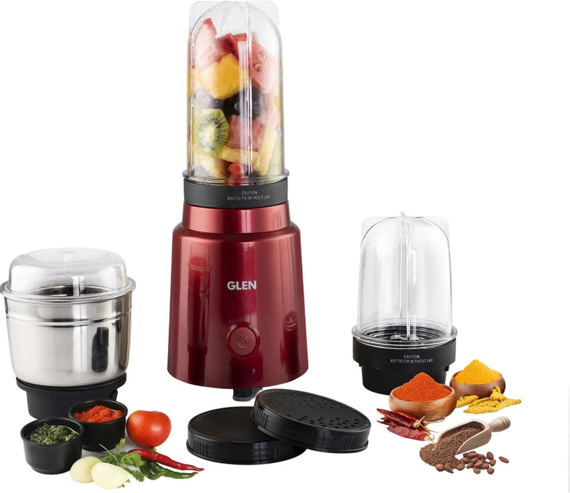 Glen Active Blender 350 W Mixer Grinder(Grinder 4048 | 3 Jars | Red)