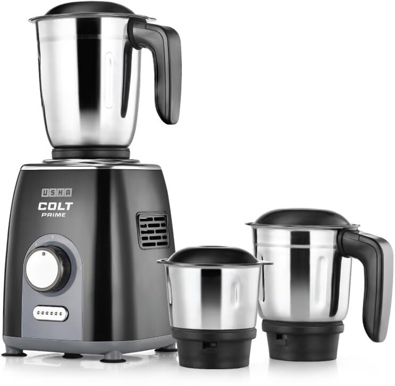 USHA Colt Prime 500 W Mixer Grinder(Colt Prime Mixer Grinder | 500W | 3 Stainless Steel Jars | Copper Motor | Black | 3 Jars | Black)