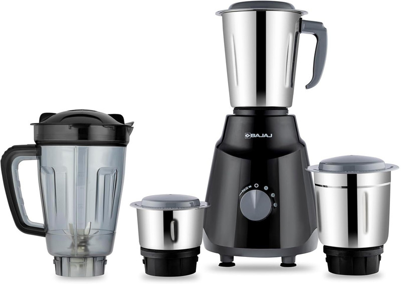 BAJAJ GX1 Ninja Series 500 W Mixer Grinder(410639 | 3 Jars | Black/Grey)