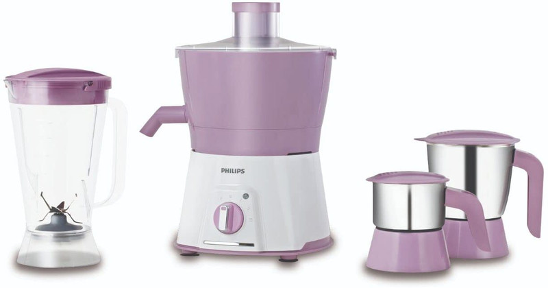 PHILIPS HL7581 600 Juicer Mixer Grinder (3 Jars, White and Lilac)