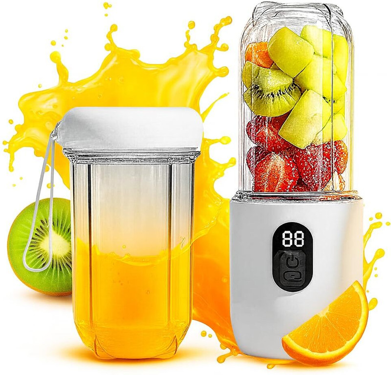 SUPERSTUD 6 Blade Blender | 1800mAh Battery Type-C Charging Portable Juicer 230 W Juicer Mixer Grinder(6 Blade Blender | 2 Jars | White)