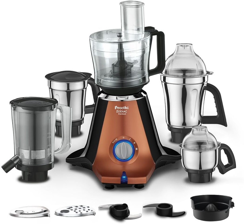 Preethi Zodiac 750 W Juicer Mixer Grinder(Zodiac Stardust MG 265 including Masterchef Jar, Super Extractor | 5 Jars | Copper/Black)