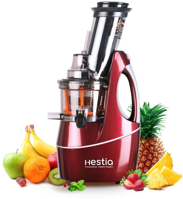 Hestia 3 Strainers 240 W Juicer(Nutri-Max Cold Press Slow RPM | 2 Jars | Red-Wine)