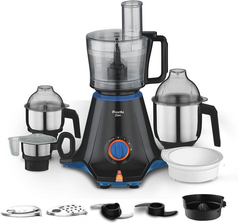 Preethi Zion 750 W Juicer Mixer Grinder(Zion MG-227/MG227_ | 4 Jars | Black)
