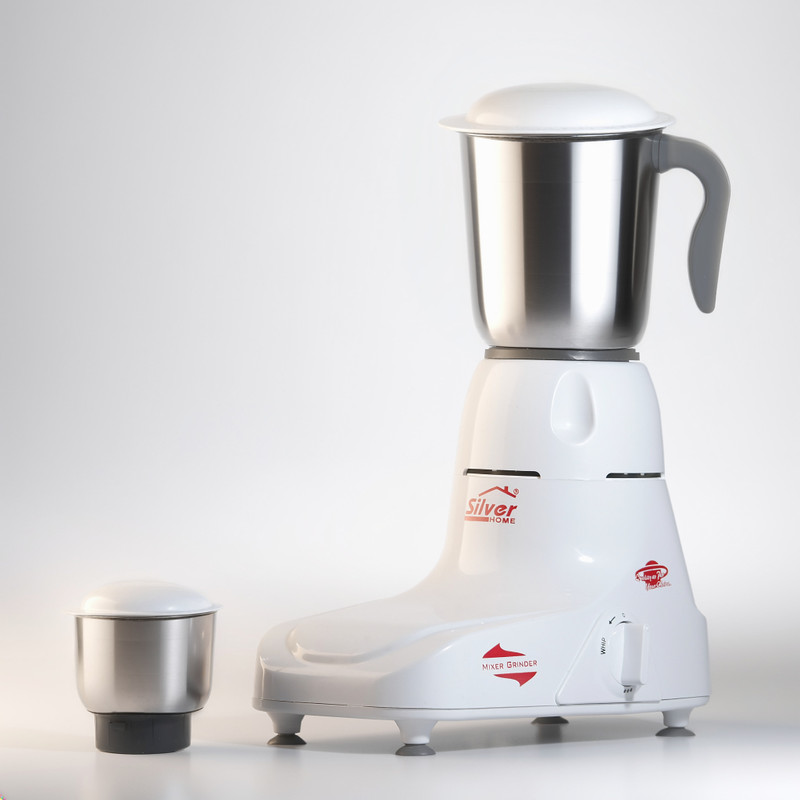 Silver Home 1 450 W Mixer Grinder(POPULAR01 | 2 Jars | White)