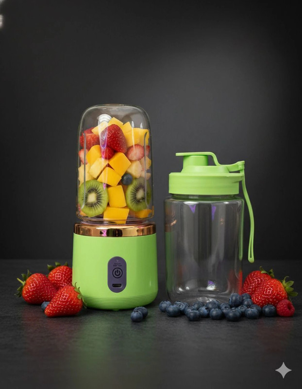 ZENOVIA Portable Juicer Blender, Rechargeable, Grinder for Fruits & Shakes,6 Blade 40 W Juicer Mixer Grinder(Portable Juicer Blender,Rechargeable,Grinder for Fruits & Shakes,6 Blade 40W | 2 Jars | Green)