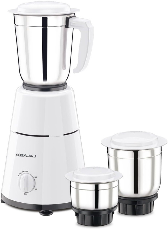 BAJAJ GX 1 500 W Juicer Mixer Grinder (3 Jars, White)(410125 | 3 Jars | White)
