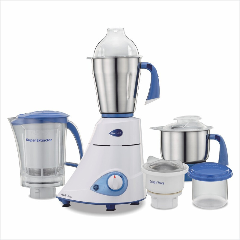 Preethi Blue Leaf 750 W Mixer Grinder(MG139_ | 4 Jars | White/Blue)