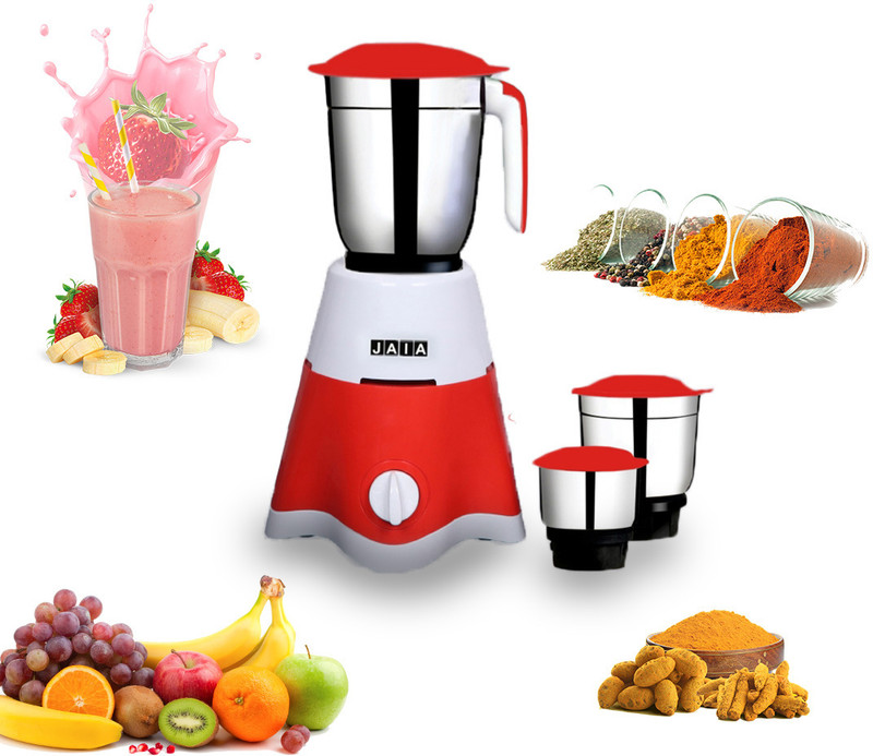 JAIA Stylie 550 W Mixer Grinder(Stylie | 3 Jars | Red, White)