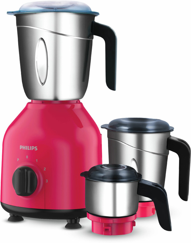 PHILIPS Daily Collection 750 W Mixer Grinder(HL7756/03 | 3 Jars | Strawberry, Black)