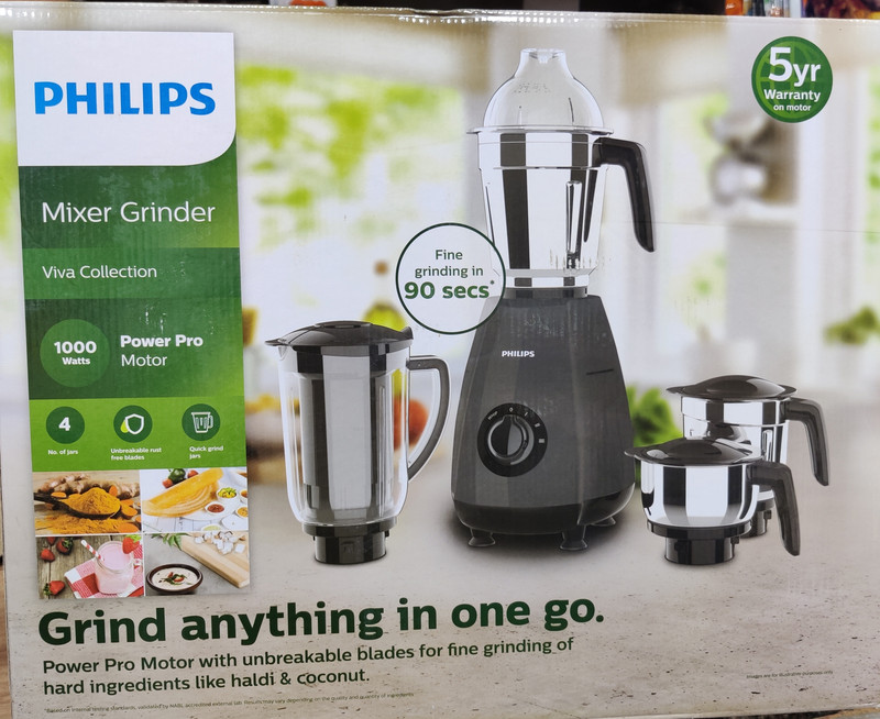 PHILIPS HL7704/00 black 1000 Juicer Mixer Grinder (4 Jars, Black)