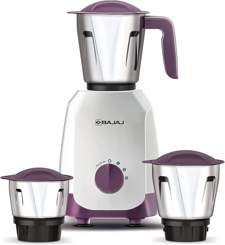 BAJAJ Nnja 500 W Mixer Grinder(Elegance Ninja Series Purple | 3 Jars | White & Purple)