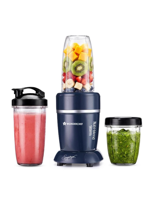 WONDERCHEF Nutri-Blend Storm 1000 W Juicer Mixer Grinder(Nutri-Blend | 3 Jars | Blue)