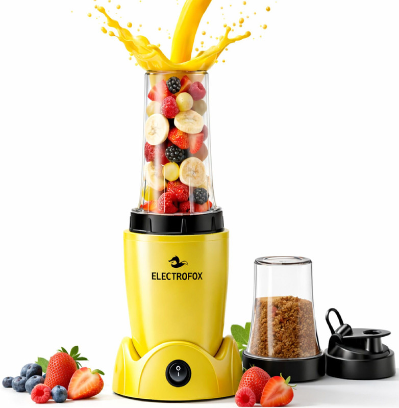 Electrofox Nutri Blender Blendo+ 750 W Juicer Mixer Grinder(Yellow Blendo | 2 Jars | Yellow)