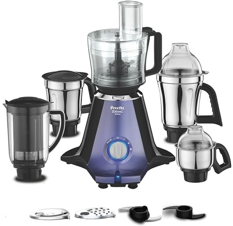 Preethi Zodiac 750 W Juicer Mixer Grinder(Zodiac Glitter MG 264 including Masterchef Jar, Super Extractor | 5 Jars | Lavender/Black)