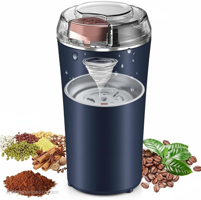 SAWARIYA Portable Electric Coffee Spice & Bean Grinder 4 Blade with Push Button Control 150 W Mixer Grinder(Mixer Grinder Silver | 1 Jar | Blue)