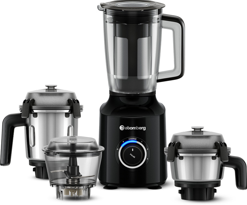 Atomberg Zenova Fresh | Safety Features | Coarse Mode for Silbatta-like Texture | 550 W Mixer Grinder(Zenova Fresh | 4 Jars | Black)