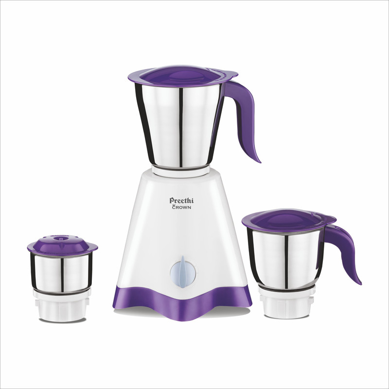 Preethi NA 500 W Mixer Grinder(Crown MG-205 | 3 Jars | White/Purple)