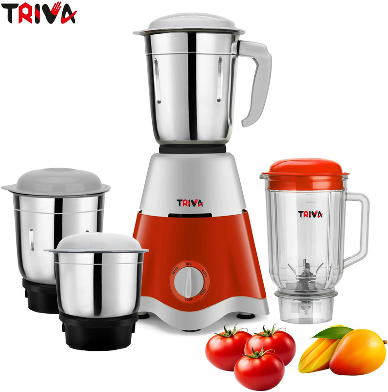 TRIVA Tx74 550 W Juicer Mixer Grinder(Starchef Pro | 4 Jars | Red & White)