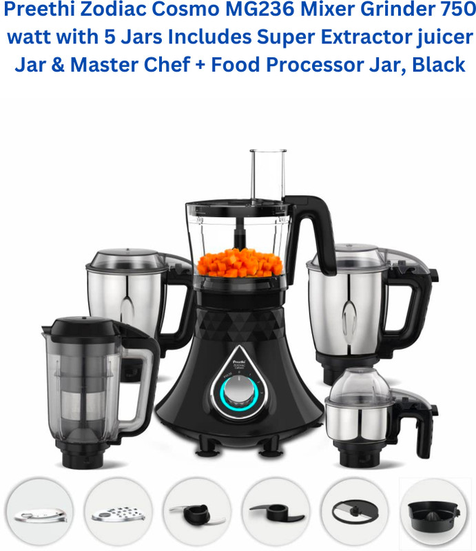 Compare Preethi Zodiac Cosmo Super Extractor juicer Jar & Master Chef