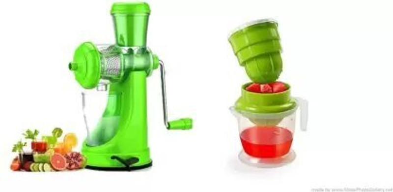 HAPANI HOUSE + 2 in 1 Hand Press Manual Juicer,Fruits Juicer for Orange 200 W Juicer((Big Juicer Machine+ Nano juicer|Combo)|Deluxe Fruit & Vegetable Manual juicer | 2 Jars | Multicolor)