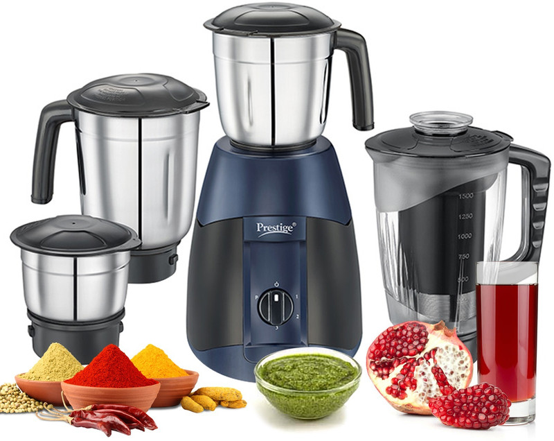Prestige Supreme 750 W Juicer Mixer Grinder(Atlas Supreme | 4 Jars | Black, Blue)