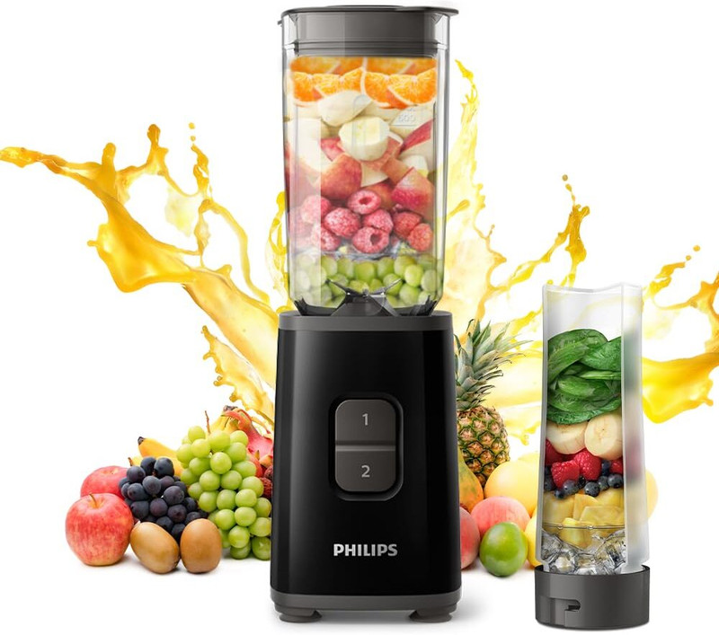 PHILIPS Mini blender 350 W Juicer(HR2602/90 | 2 Jars | With Variable Speed Control Perfect for Smoothies, Mixing & More | Black)