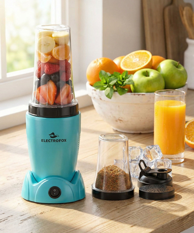 Electrofox Belndo+ 2 Jar Bullet Nutri 750 W Juicer Mixer Grinder(2 Jar Nutri Blendo+ | 2 Jars | Aqua Blue)