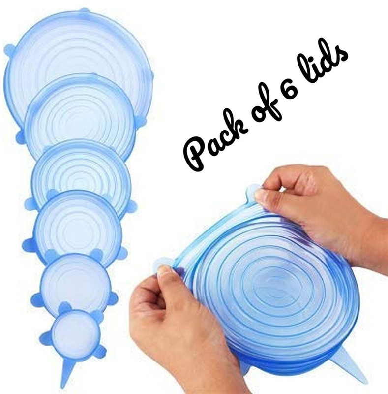 Virtushop White Silicone Lid pack of 6 pieces 7.8 inch, 7.08 inch, 6.29 inch, 4.7 inch, 3.9 inch, 2.5 inch Lid Set, Pack of 6(Silicone)