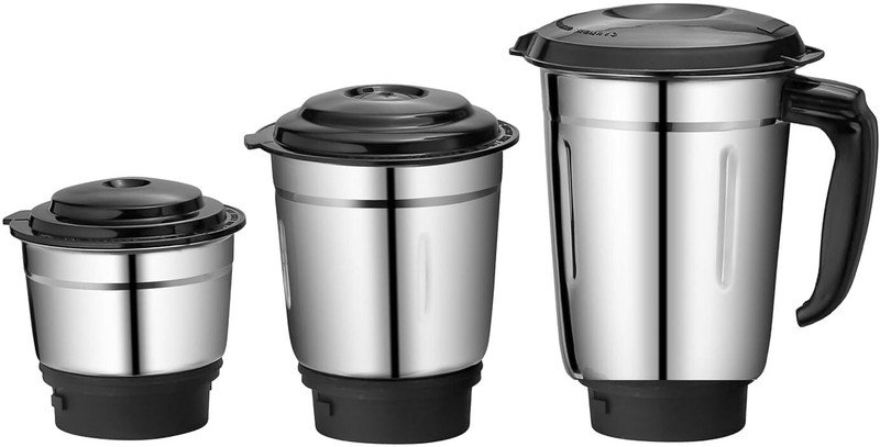 unleash Stainless Steel Mixer Grinder Jar Set Blending 1.2L Grinding 0.8L Chutney 0.4L Mixer Juicer Jar(1200 ml)