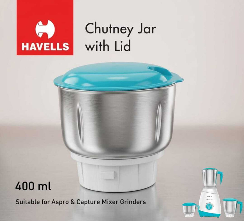HAVELLS Original Aspro Mixer Chutney & Grinder Stainless Steel Jar with Lid Mixer Juicer Jar(400 ml)